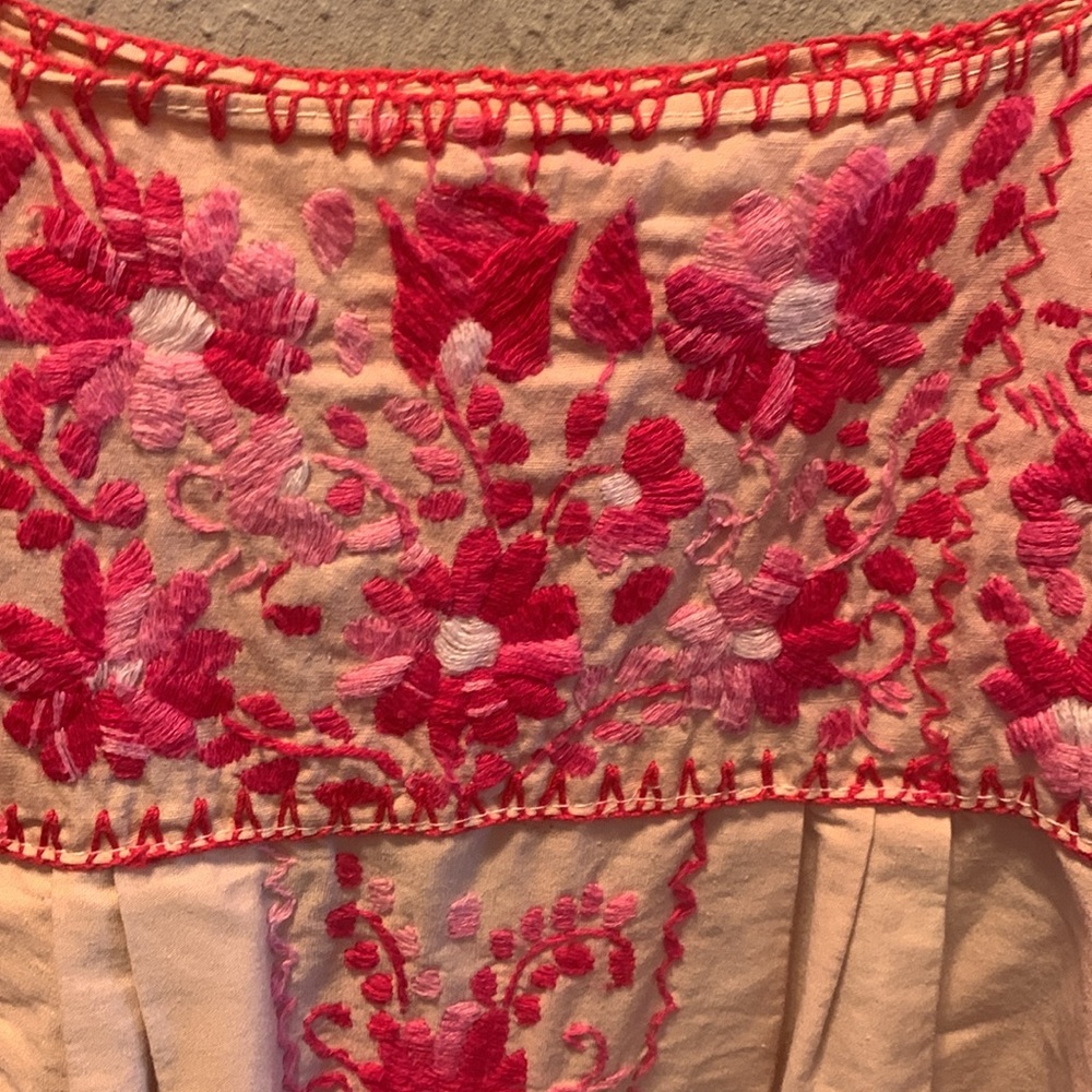 Embroidered Pink and Cream Midi Dress - Picture 5 of 8